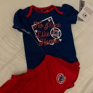 Cubs Baseball baby girl onesie and skirt set
